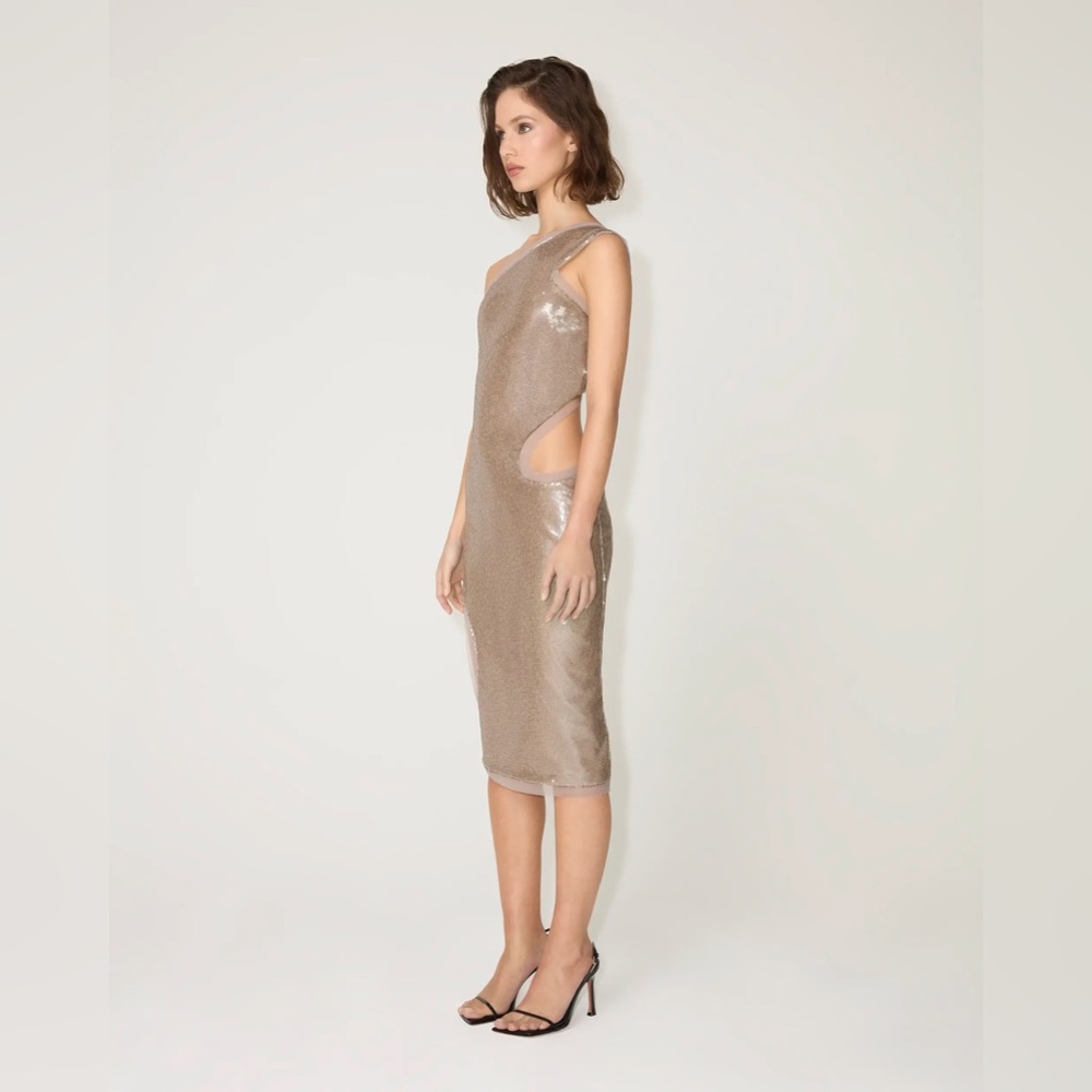One-Shoulder Sequin Dress in Taupe for Women